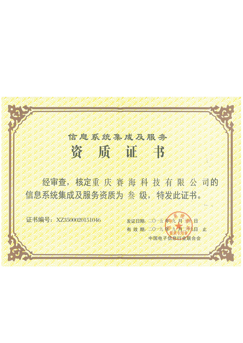 信息系统集成及服务三级